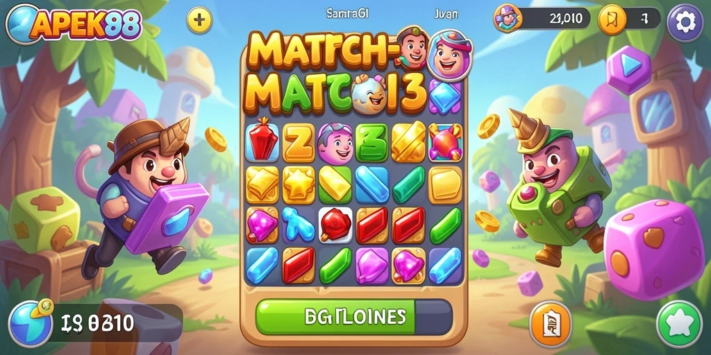 Screenshot gameplay APEK88 yang menampilkan keseruan mencocokkan elemen.