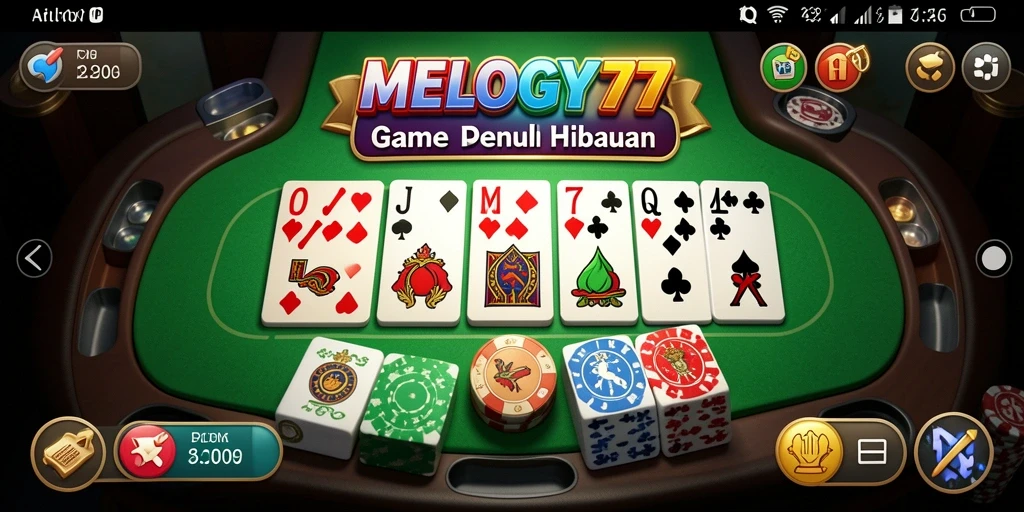 Screenshot gameplay MELODY77 yang menunjukkan suasana permainan Domino.