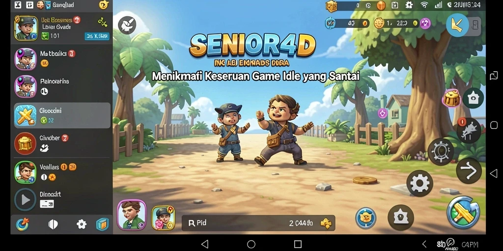 Tangkapan layar utama SENIOR4D menampilkan gameplay Idle yang menarik.
